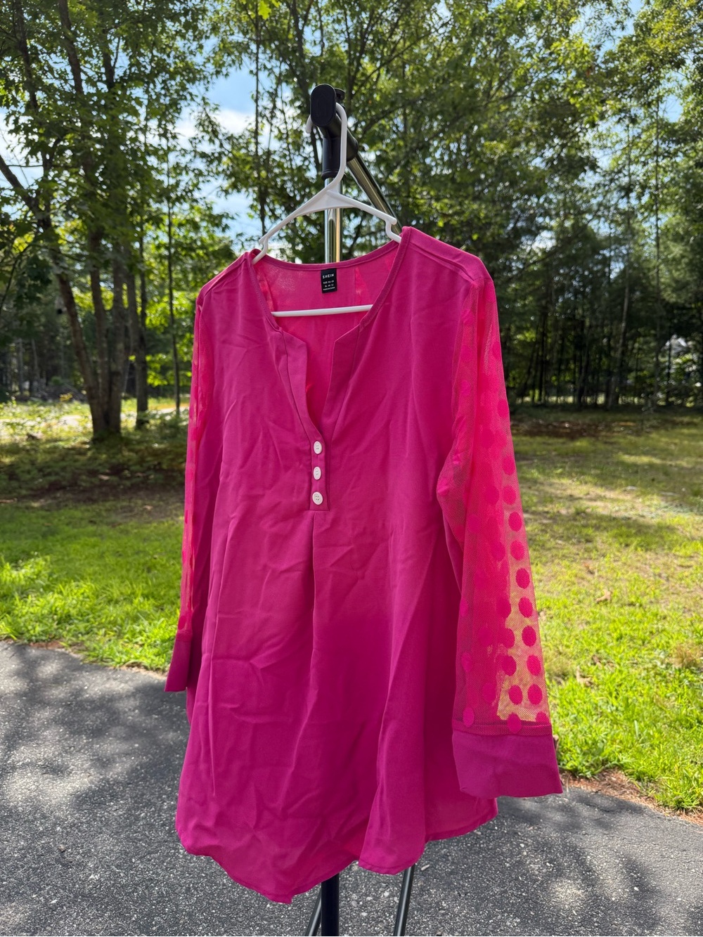 Fuchsia Split-Neck Button Tunic - Picture 2 of 6